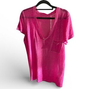 J. Crew Bright Pink Linen Top